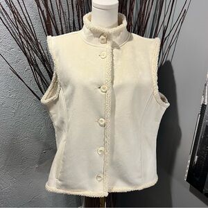🌺L.L. BEAN CREAM FAUX SUEDE SHEARLING LINED WOMEN’S VEST SIZE XL🌺